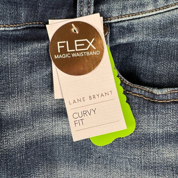 NWT Lane Bryant Women's Blue Stretch Distressed High Rise Skinny Jeans Size 22 - Picture 4 of 12